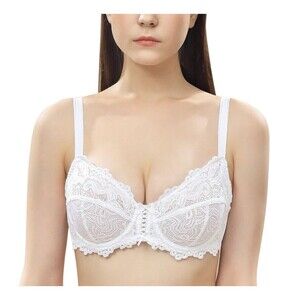 NWT Wingslove Womens Push Up Lace Bra Underwire Unlined White Size 34D